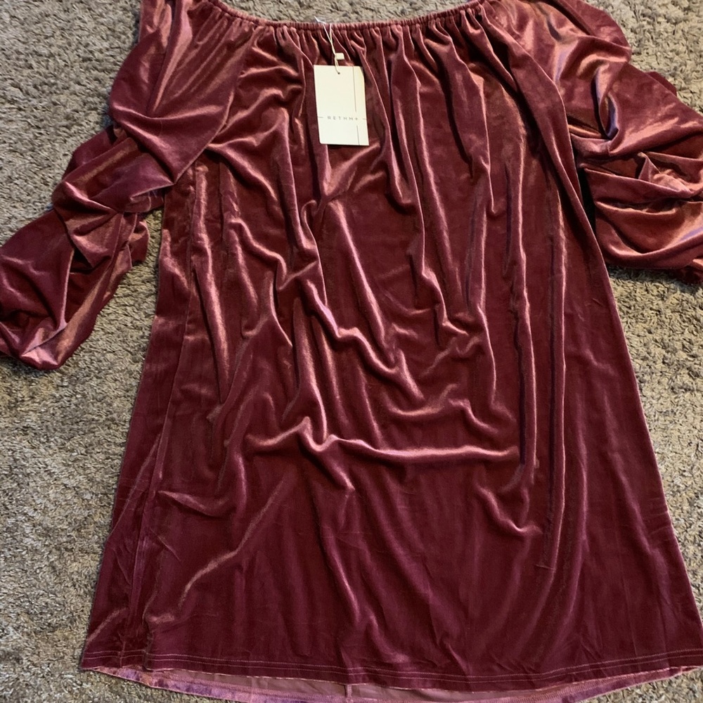 Faux Velvet Off-the-Shoulder Dress (3X)